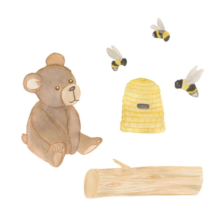 That's Mine Wallsticker Bees and Bear - Multi - 100% Textile foil Buy Bolig & udstyr||Børneværelset||Wallstickers||Alle here.
