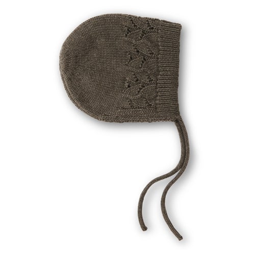 That's Mine Bonnette Knitted pointelle helmet - Earth brown melange - 100% Organic cotton Buy Tøj||Skjorter & toppe||Strik||Udsalg||Alle here.