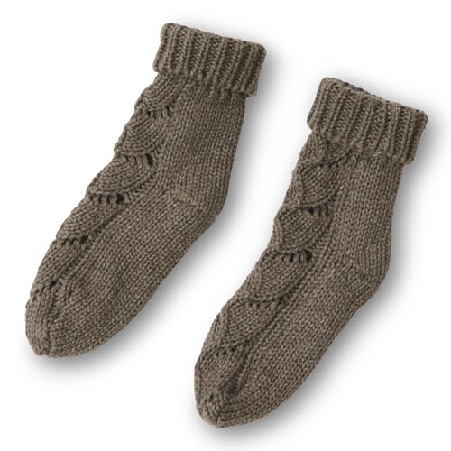 That's Mine Ardette knitted pointelle socks - Earth brown melange - 97% Organic cotton, 3% Elastan Buy Tøj||Udsalg||Alle here.